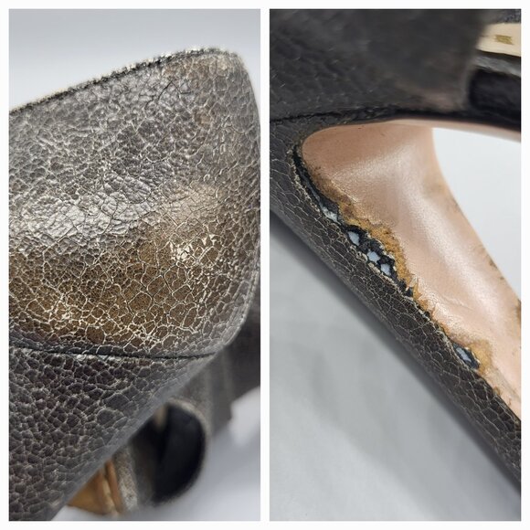 PRADA Crackled Leather Platform Heels - Picture 15 of 17